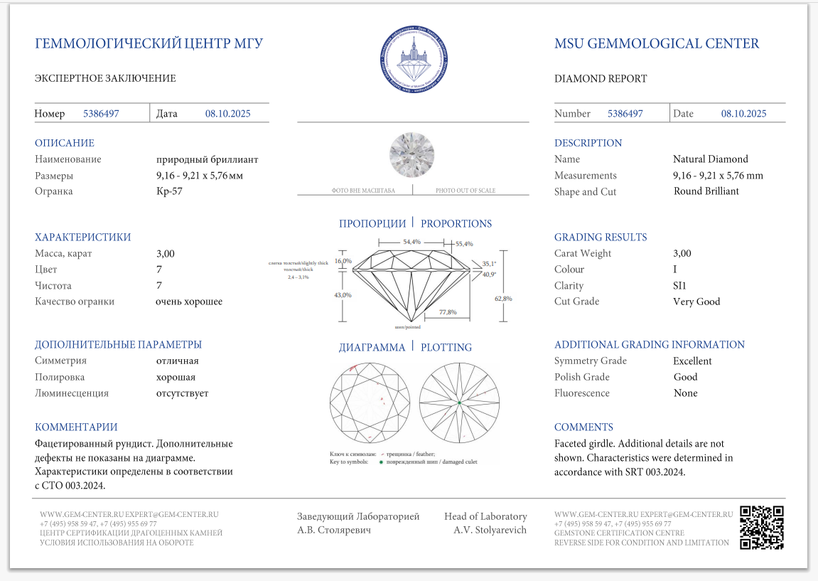 Harry Winston Серьги с бриллиантами 3.00 Кр H VS2 / 3.00 Кр I SI1